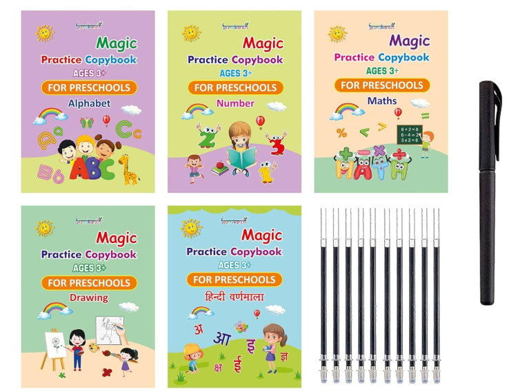 Sank Magic Practice Copybook (4 BOOKS,1 PEN,1 GRIP,10 REFILL) Pack of 1