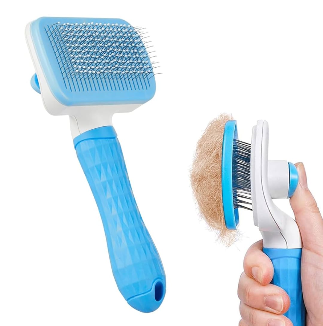 pet grooming brush designed for deshedding and grooming