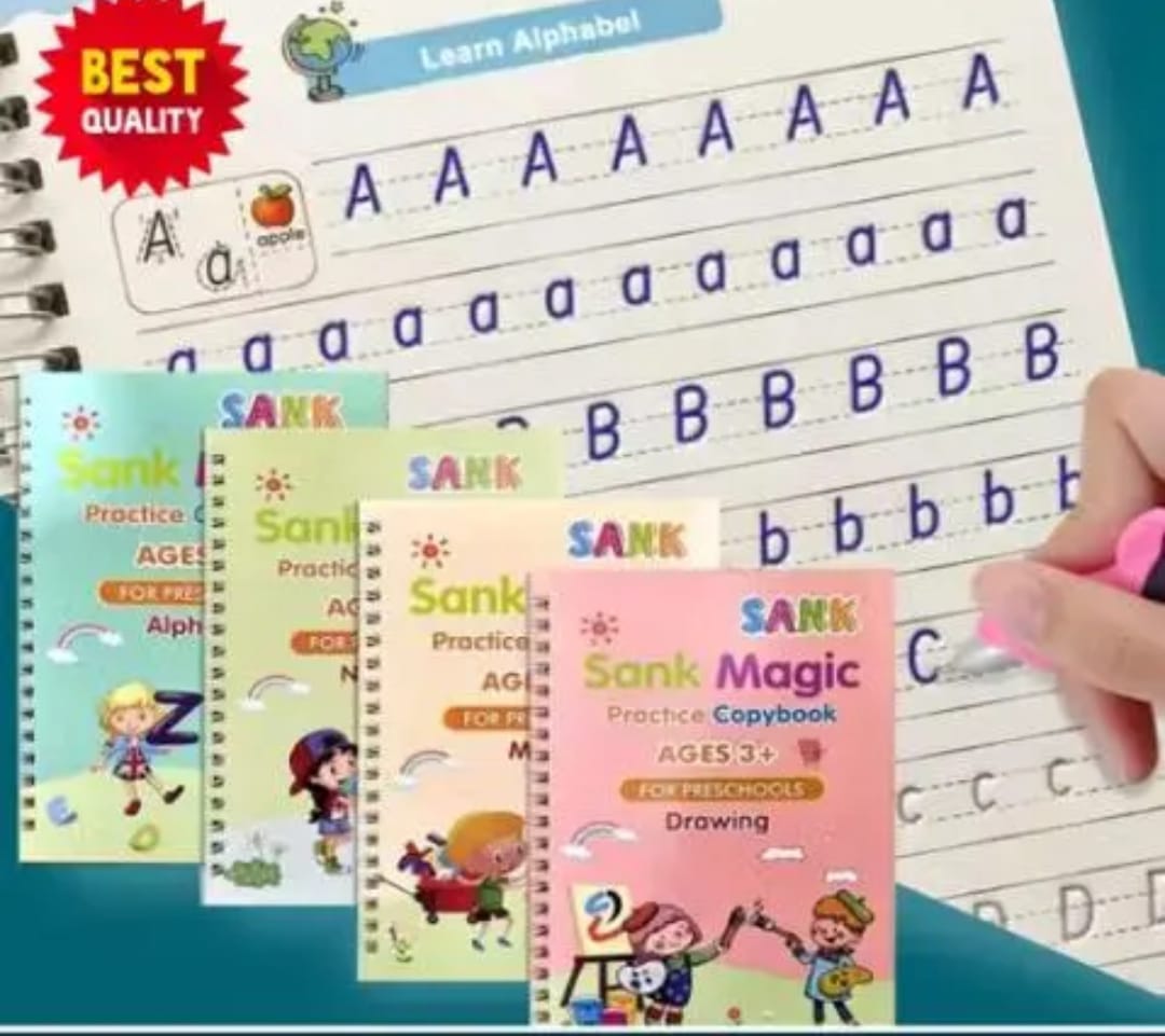 Sank Magic Practice Copybook (4 BOOKS,1 PEN,1 GRIP,10 REFILL) Pack of 1